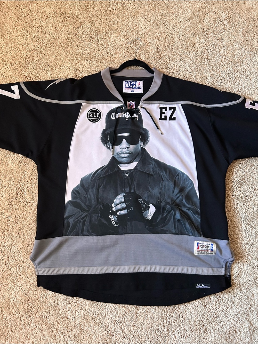 Post Game EZ Tribute Black & Gray Men's Hockey Jersey